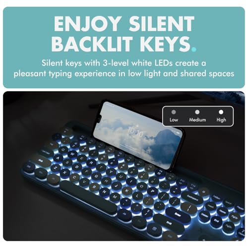 X9 Performance X9 Wired Keyboard and Mouse Combo with Backlight Retro Typewriter Round Keycaps PhoneTablet Dock 109 Fullsize Keys Cute Colorful Blue Keyboard Pastel Keyboard for Laptop PC and Chromebook - Image 3