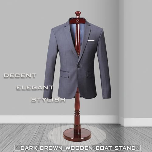 SOHAM SHREE Wooden Coat Stand/Cloth Hanger - Pedestal Type Glossy Dark Brown Colour for Office & Home Uses (Brown, Size : 9.5 x 18.5 x 48 Inch) - Image 3