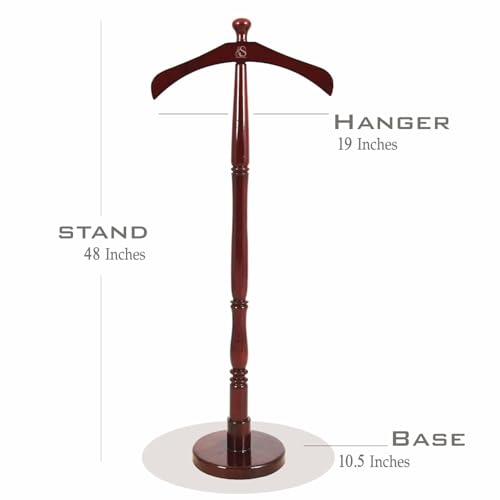 SOHAM SHREE Wooden Coat Stand/Cloth Hanger - Pedestal Type Glossy Dark Brown Colour for Office & Home Uses (Brown, Size : 9.5 x 18.5 x 48 Inch) - Image 2