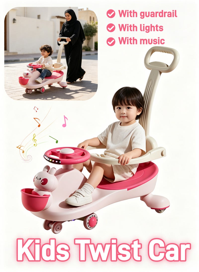 Aimayapet Kids Twist Car,Children's Wiggle Car,Kids Ride Car, Kids Twist Car with Safety Bar,Children's Wiggle Car with Push Rod,Silent Wheel Children's Twisting Car,Children's Wiggle Car with music function,Light Function Children's Twist Car,Kids Ride Car with Guardrail,Kids Twist Car with Backrest,Children's Wiggle Car for Aged 1-6. - Image 1