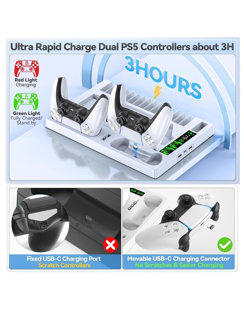 Oivo PS5 Cooling Stand With Controller Charger, Cooling Station With 3-Level Speeds Cooling Fan, PS5 Controller Charging Doking Station With 15 Games Organizer & Headset Holder For Playstation 5 Console - Image 4