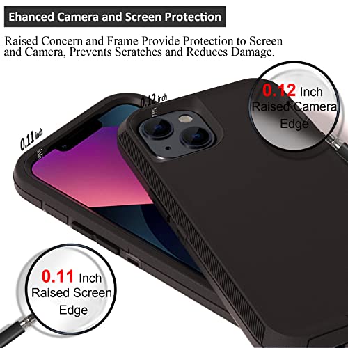 NIUBITY Compatible with iPhone 13 6.1 inch Case,with Screen Protectors,Heavy Duty Rugged Shockproof Full Body Protection Kickstand Case with Belt Clip Holster for iPhone 13 Phone (Black) - Image 3