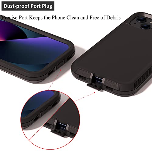 NIUBITY Compatible with iPhone 13 6.1 inch Case,with Screen Protectors,Heavy Duty Rugged Shockproof Full Body Protection Kickstand Case with Belt Clip Holster for iPhone 13 Phone (Black) - Image 4