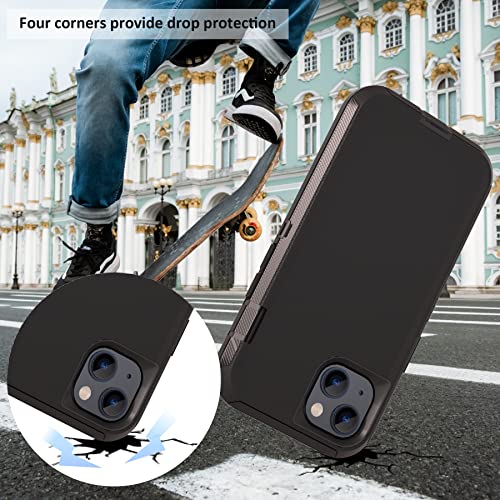 NIUBITY Compatible with iPhone 13 6.1 inch Case,with Screen Protectors,Heavy Duty Rugged Shockproof Full Body Protection Kickstand Case with Belt Clip Holster for iPhone 13 Phone (Black) - Image 5