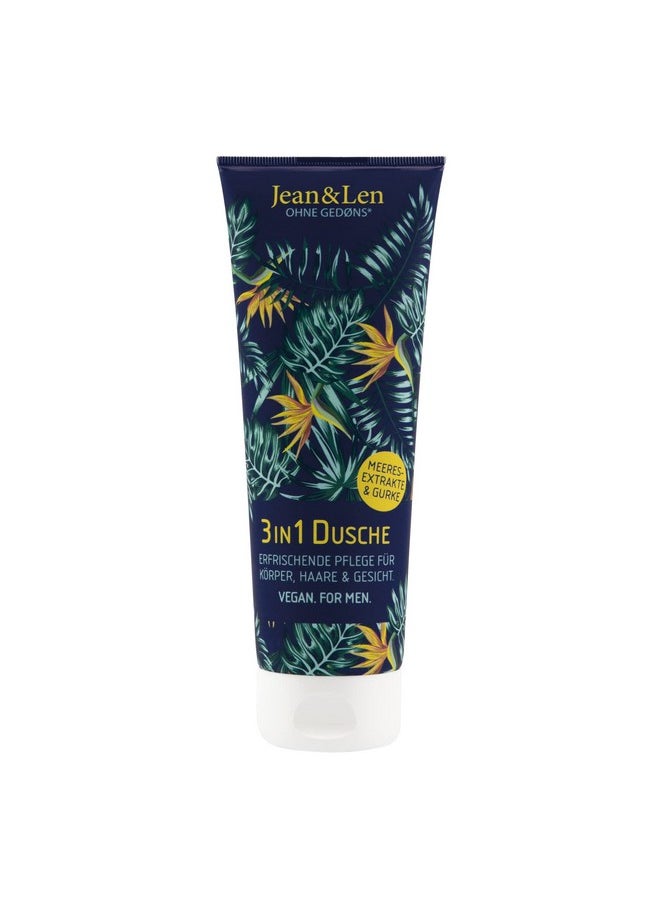 Jean & Len - 3In1 Men Shower Sea Extracts & Cucumber Refreshing Care For Body Hair & Face For Dry Skin With Provitamin B5 Without Parabens Silicones & Microplastics Vegan 8.45 Fl. Oz. - Image 1