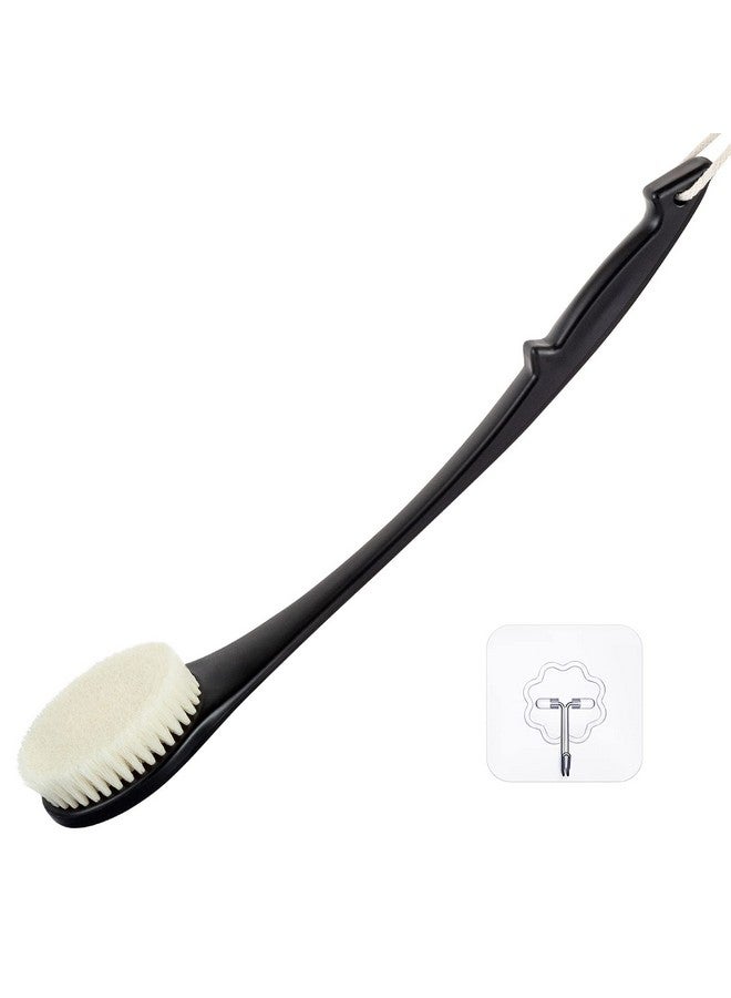 VANZAVANZU Exfoliating Shower Brush, Bath Body Brush, Never Mold Back Brush Long Handle for Shower, 17 Inches Dry Brushing Body Brush or Wet Brush with Moderate Bristles (17" Black) - Image 1