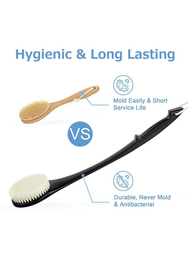 VANZAVANZU Exfoliating Shower Brush, Bath Body Brush, Never Mold Back Brush Long Handle for Shower, 17 Inches Dry Brushing Body Brush or Wet Brush with Moderate Bristles (17" Black) - Image 3