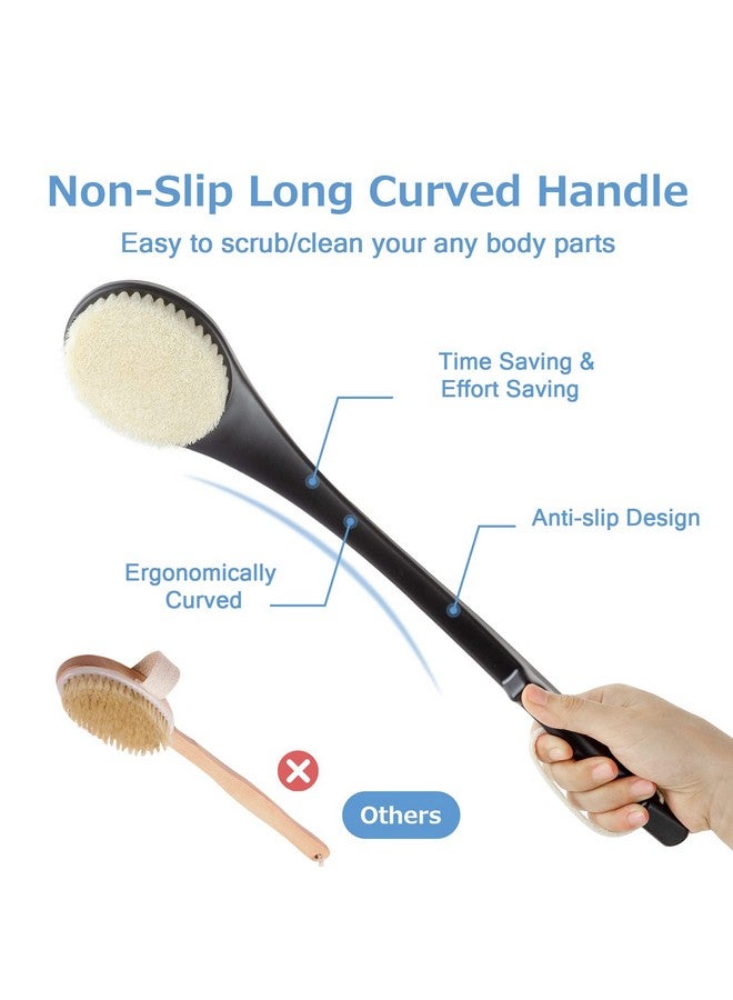 VANZAVANZU Exfoliating Shower Brush, Bath Body Brush, Never Mold Back Brush Long Handle for Shower, 17 Inches Dry Brushing Body Brush or Wet Brush with Moderate Bristles (17" Black) - Image 4