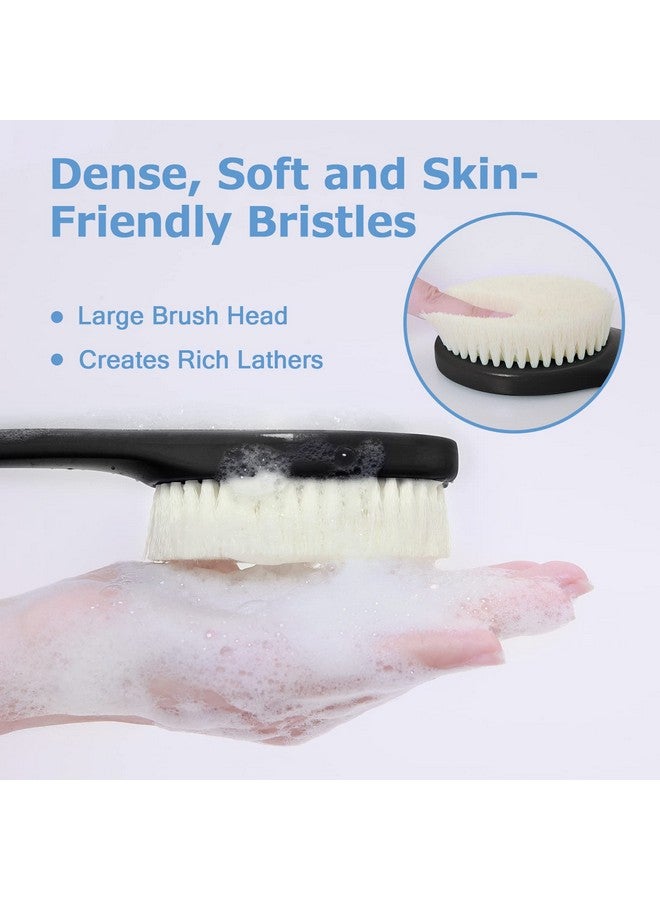 VANZAVANZU Exfoliating Shower Brush, Bath Body Brush, Never Mold Back Brush Long Handle for Shower, 17 Inches Dry Brushing Body Brush or Wet Brush with Moderate Bristles (17" Black) - Image 2