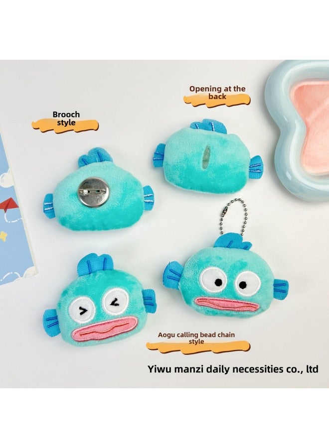 Clown Fish Plush Accessories Ugly Fish Expression Bag Squeaking Pendant Bag Hanging Brooch Shoes Hat Clothing Scarf Auxiliary-Specifications:Small Big-eyed Ugly Fish-Color:Brooch Style  - Image 3