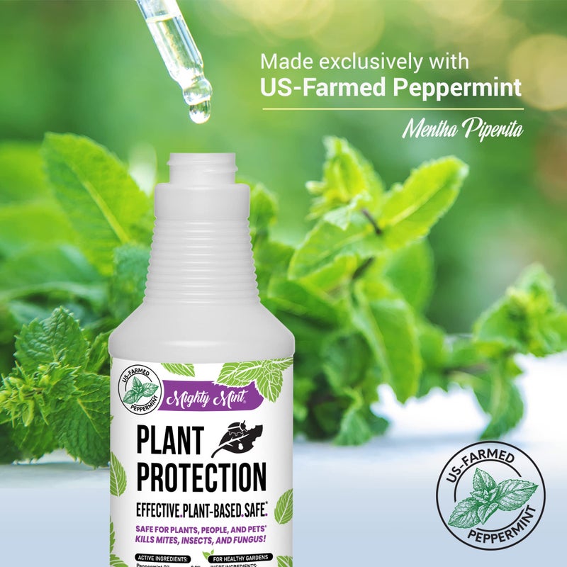 Mighty Mint 32 oz Peppermint Plant Protection Spray - for Spider Mites, Insects, Gnats, Fungus, and Disease with Microfiber Cloth - Image 2