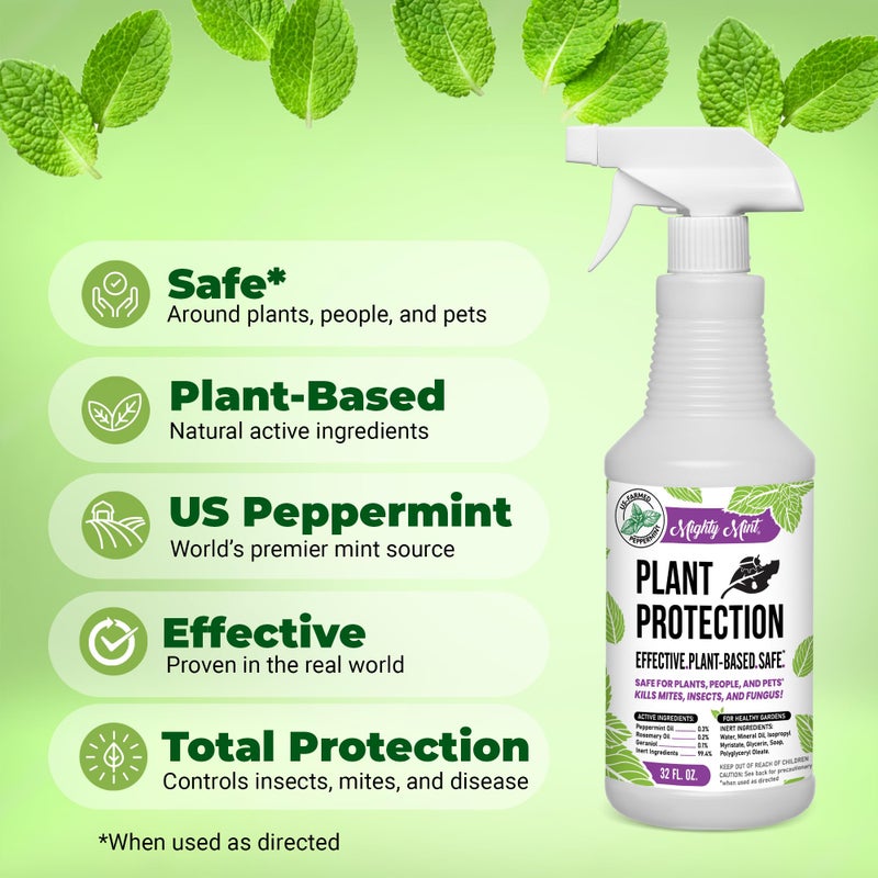 Mighty Mint 32 oz Peppermint Plant Protection Spray - for Spider Mites, Insects, Gnats, Fungus, and Disease with Microfiber Cloth - Image 4