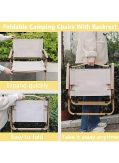 Rock Pow Camping Chair Folding Picnic Chair Collapsible Outdoor BBQ Seat with Cup Holder Arm Rest Wood Picnic Portable Chair Beach Chair Stable Ultralight Garden Chair for Picnic Backpack Hiking Fishing Travel  - Image 5