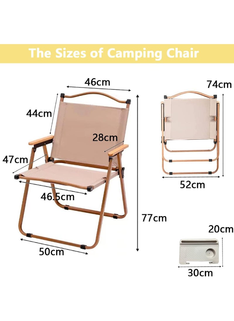 Rock Pow Camping Chair Folding Picnic Chair Collapsible Outdoor BBQ Seat with Cup Holder Arm Rest Wood Picnic Portable Chair Beach Chair Stable Ultralight Garden Chair for Picnic Backpack Hiking Fishing Travel  - Image 2