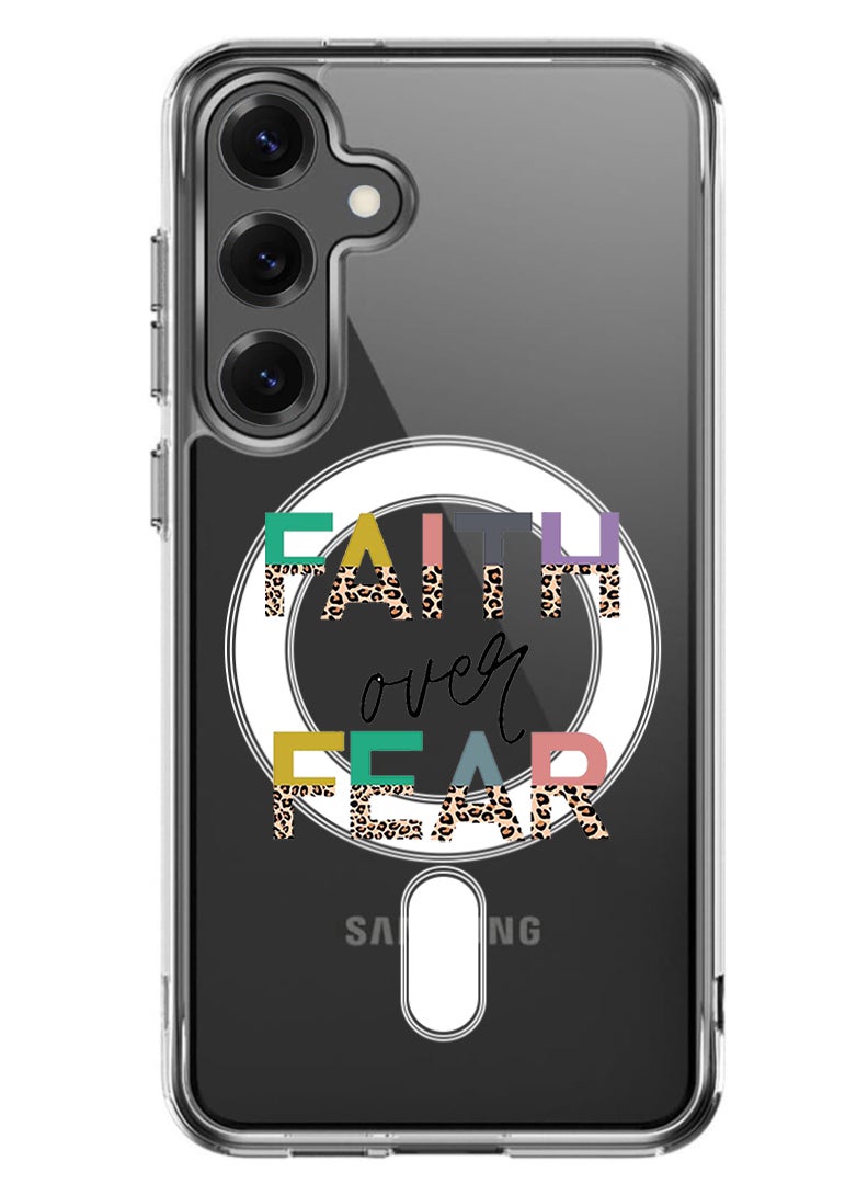 Theodor Magnetic Case for Samsung Galaxy S25 6.2-inch Compatible with MagSafe Wireless Charging, Shockproof Phone Bumper Cover Faith over fear - Image 1