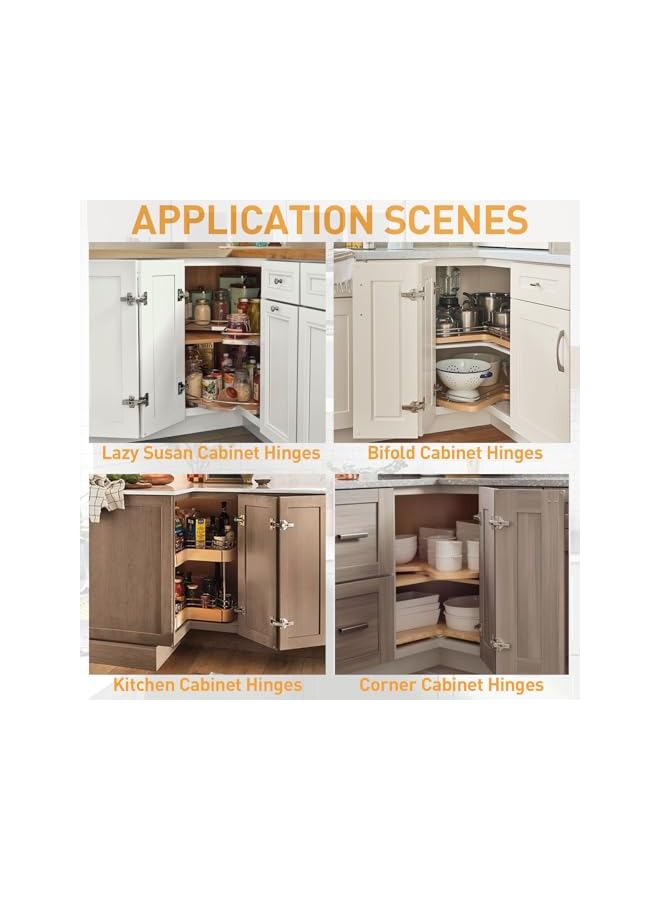 S-TOP 135 Degree Cabinet Hinges Kitchen Cupboard Doors Hinges Soft Close Corner Hinges for Cupboards Doors Wardrobe, 1 Pair (Full Overlay) - Image 4