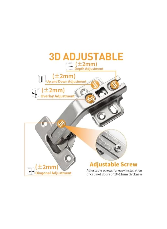 S-TOP 135 Degree Cabinet Hinges Kitchen Cupboard Doors Hinges Soft Close Corner Hinges for Cupboards Doors Wardrobe, 1 Pair (Full Overlay) - Image 2