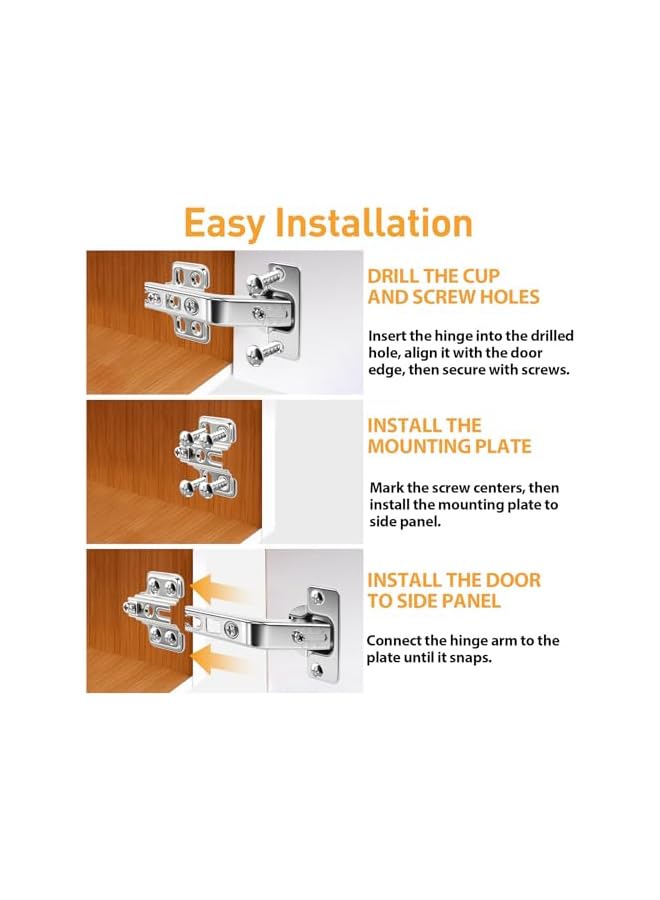 S-TOP 135 Degree Cabinet Hinges Kitchen Cupboard Doors Hinges Soft Close Corner Hinges for Cupboards Doors Wardrobe, 1 Pair (Full Overlay) - Image 3