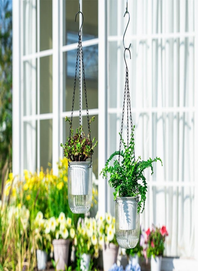Josteve 4.5 Inch 2 Pcs Self Watering Hanging Planter Indoor Plant Hanging Pots Drainage Holes, Outdoor Small Hanging Planters Flower Pot Basket, Visible Water Level, Plant Hanger Home Decor, Gardening - Image 2