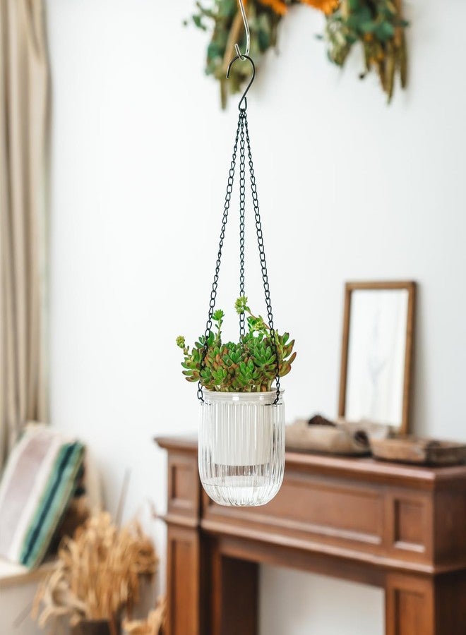 Josteve 4.5 Inch 2 Pcs Self Watering Hanging Planter Indoor Plant Hanging Pots Drainage Holes, Outdoor Small Hanging Planters Flower Pot Basket, Visible Water Level, Plant Hanger Home Decor, Gardening - Image 4