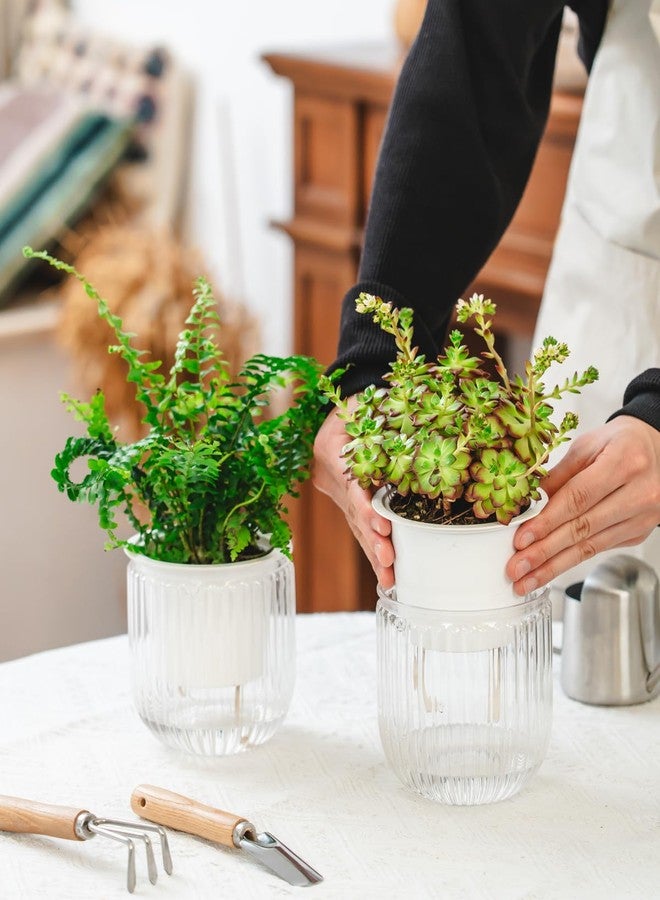 Josteve 4.5 Inch 2 Pcs Self Watering Hanging Planter Indoor Plant Hanging Pots Drainage Holes, Outdoor Small Hanging Planters Flower Pot Basket, Visible Water Level, Plant Hanger Home Decor, Gardening - Image 3