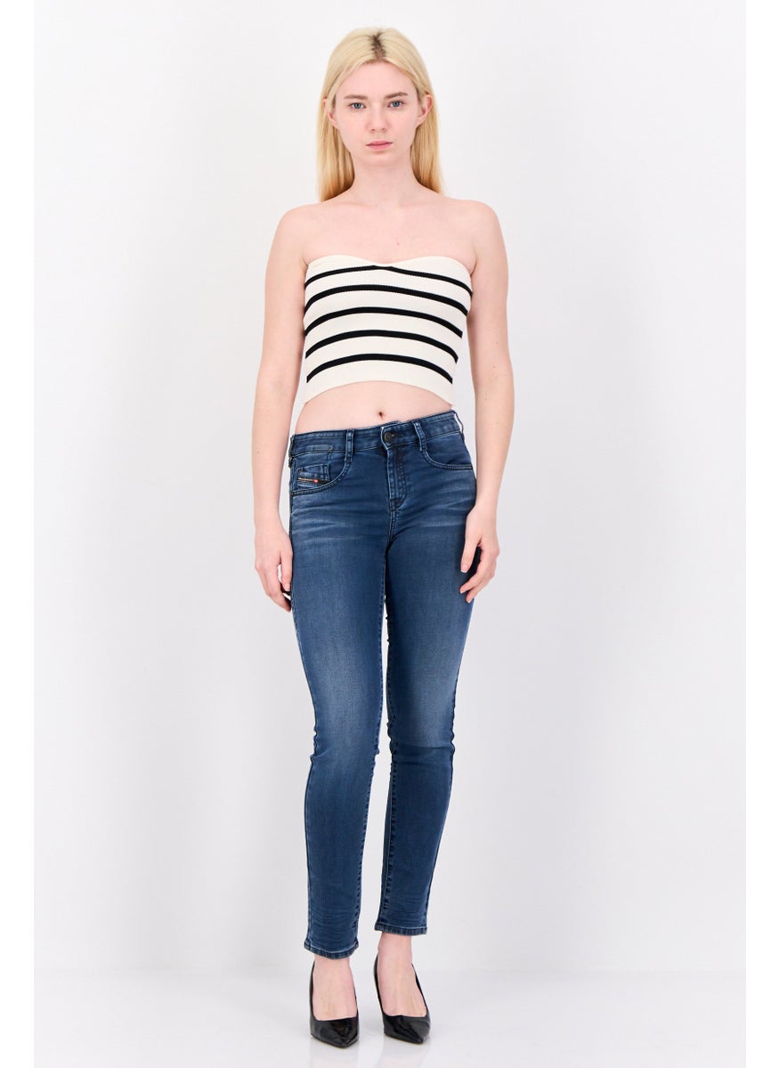 Don't Call Me Jennyfer - Women Sweetheart Neckline Strapless Stripe Tube Top, Off White/Black - Image 1