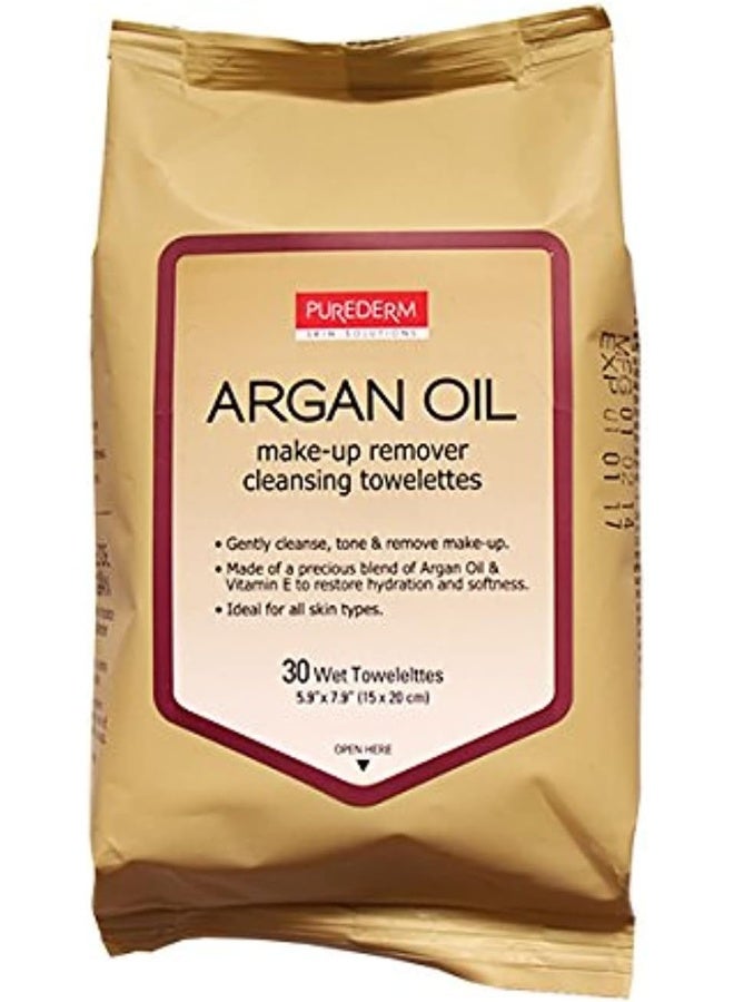 Purederm مناديل مبللة لإزالة المكياج بزيت الأركان - عبوة من 30 - Image 1