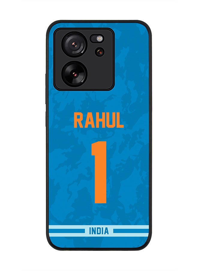Stylizedd Rugged Black Edge case for Xiaomi 13T / Xiaomi 13T Pro, Slim fit Soft Flexible Rubber Edges Anti Drop Cover - Team India KL Rahul, Jersey No 1  - Image 1