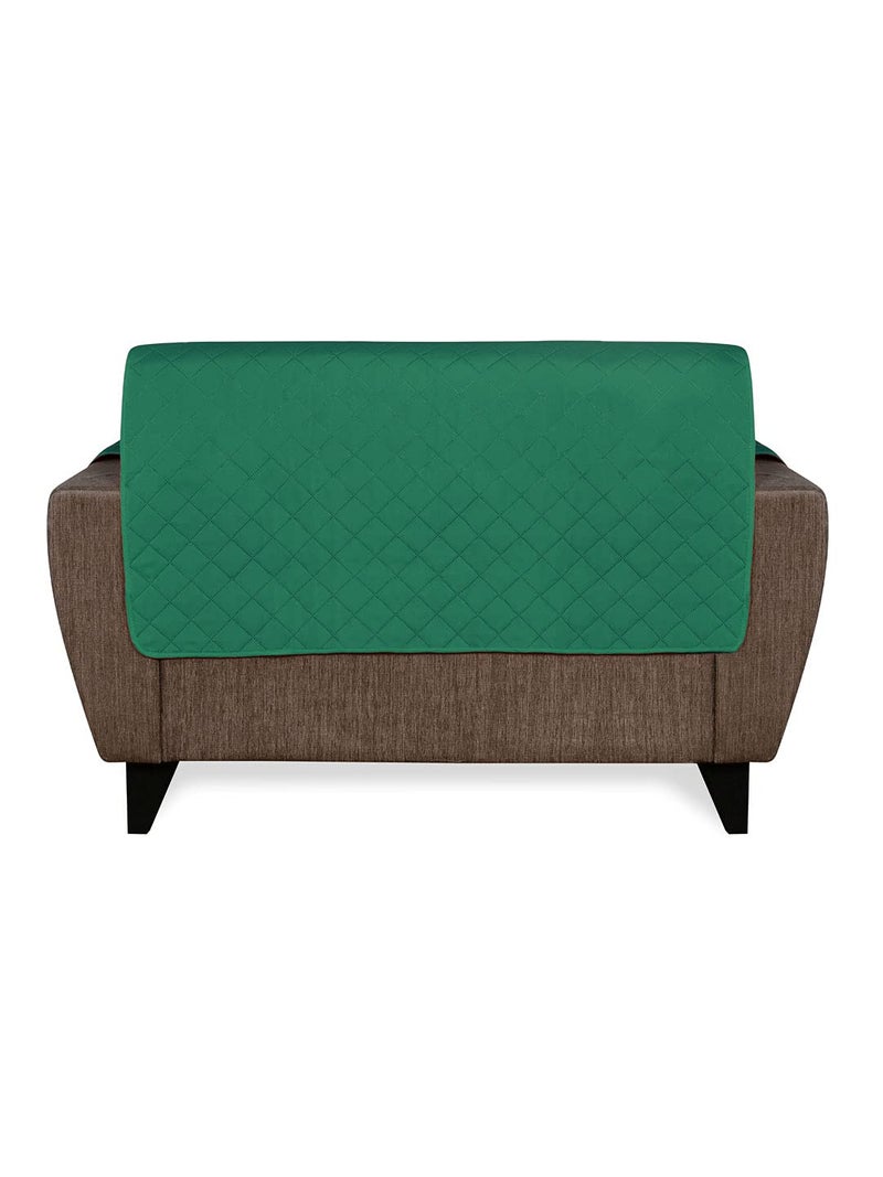 Home Nilkamal @Home Solid Polyester 2 Seater Sofa Cover | Reversible & Quilted Sofa Cover | Washable Couch Cover with Non Slip Foam| Set of 1-179 x 223 cm | Emerald & Light Green - Image 4