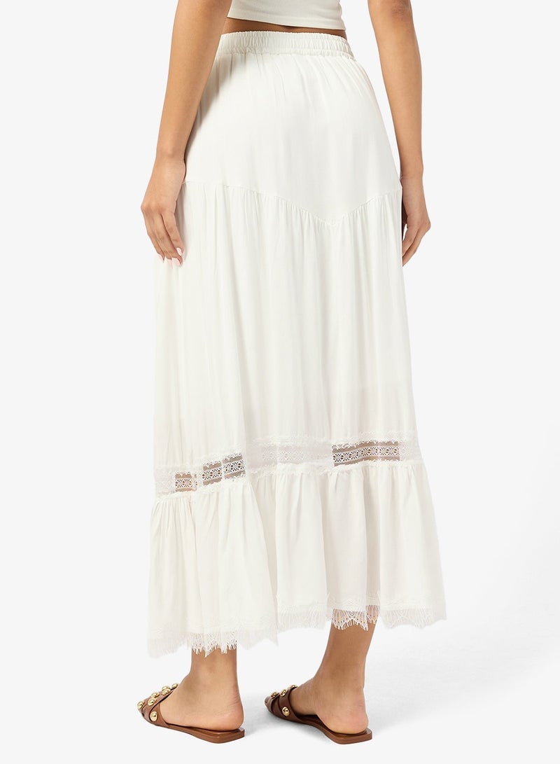 Ginger A Line Skirt with Lace Trim Detail - Image 3