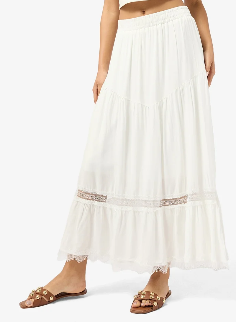 Ginger A Line Skirt with Lace Trim Detail