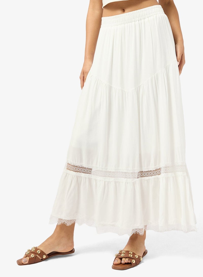 Ginger A Line Skirt with Lace Trim Detail - Image 1