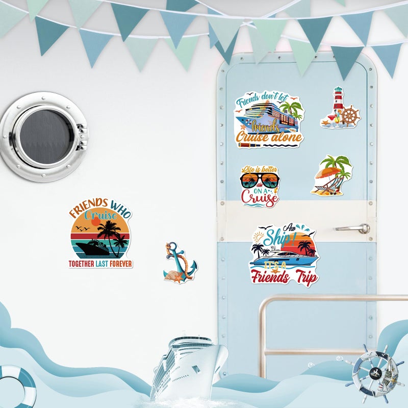 Dazoratix Cruise Door Magnets Decorations - 7 Pcs Retro Friends Trip Magnetic Stickers Ship Cabin Sea Navigation Anchor Stateroom Accessories Summer Carnival Party Fridge Refrigerator Garage Car Decor - Image 5