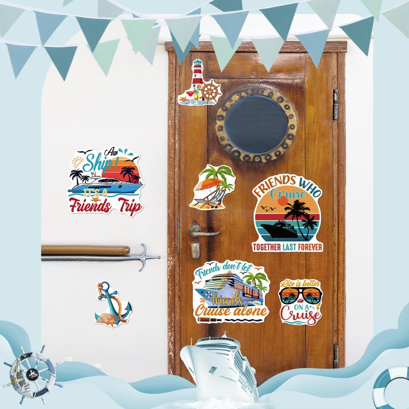 Dazoratix Cruise Door Magnets Decorations - 7 Pcs Retro Friends Trip Magnetic Stickers Ship Cabin Sea Navigation Anchor Stateroom Accessories Summer Carnival Party Fridge Refrigerator Garage Car Decor - Image 4
