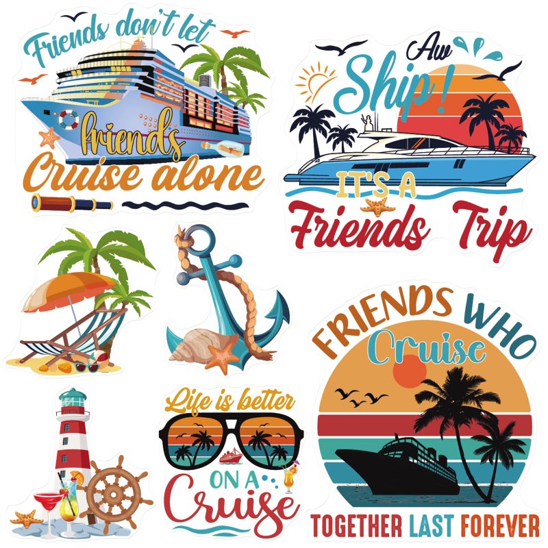 Dazoratix Cruise Door Magnets Decorations - 7 Pcs Retro Friends Trip Magnetic Stickers Ship Cabin Sea Navigation Anchor Stateroom Accessories Summer Carnival Party Fridge Refrigerator Garage Car Decor - Image 1