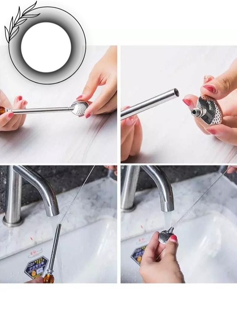 Tealand Stainless Steel Drinking Matè Straw (22.5cm) With Cleaning Brush & Filter For Loose Leaf Tea - Image 4