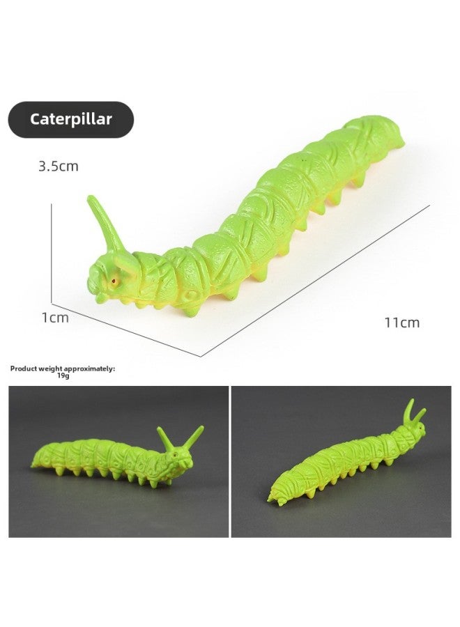 Children's Simulation Insect Toy Animal Model Series Ornaments Full Set Butterfly Spider Bee Scorpion Sealed Specimen-color:Q-70 Caterpillar  - Image 1