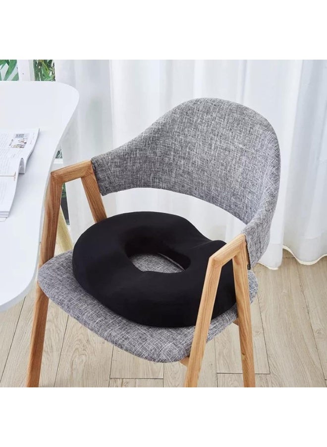 Donut Pillow Seat Cushion, Memory Foam Pillow for Sitting, Donut Cushion for Back for Rest, Black - Image 1