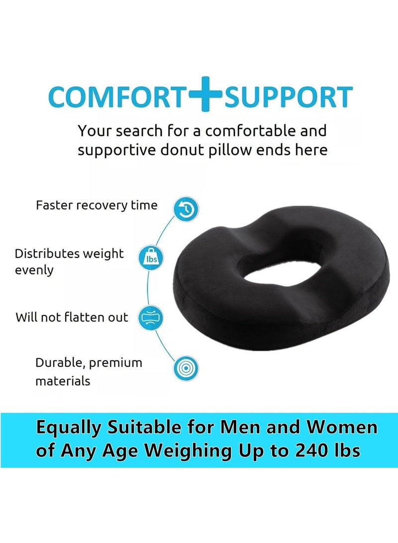 Donut Pillow Seat Cushion, Memory Foam Pillow for Sitting, Donut Cushion for Back for Rest, Black - Image 4