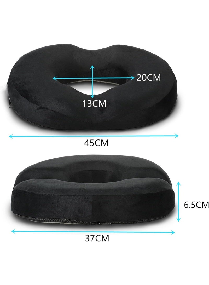 Donut Pillow Seat Cushion, Memory Foam Pillow for Sitting, Donut Cushion for Back for Rest, Black - Image 2
