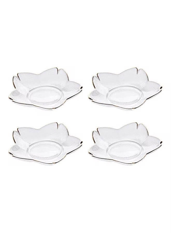 شور مجموعة أطباق عشاء زجاجية شفافة مكونة من 4 قطع، مثالية للوجبات الخفيفة والفواكه والحلويات والكعك - Image 1