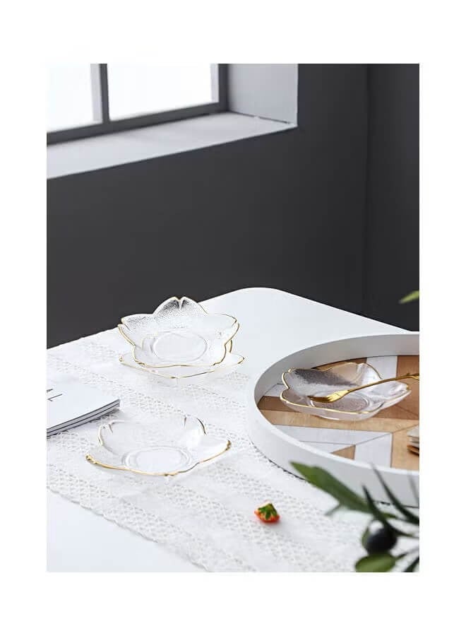 شور مجموعة أطباق عشاء زجاجية شفافة مكونة من 4 قطع، مثالية للوجبات الخفيفة والفواكه والحلويات والكعك - Image 3