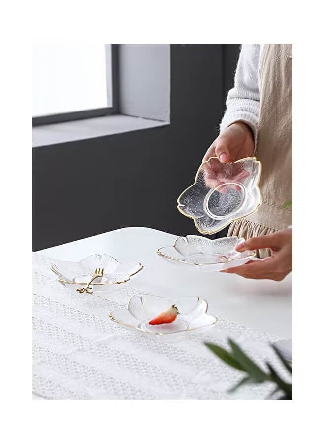 شور مجموعة أطباق عشاء زجاجية شفافة مكونة من 4 قطع، مثالية للوجبات الخفيفة والفواكه والحلويات والكعك - Image 2