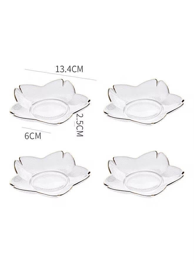 شور مجموعة أطباق عشاء زجاجية شفافة مكونة من 4 قطع، مثالية للوجبات الخفيفة والفواكه والحلويات والكعك - Image 4