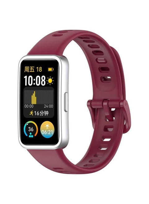 لـ Huawei Band 9 / 9 NFC / 8 / 8 NFC زر مسمار لامع من السيليكون لساعة اليد باللون الأحمر الخمري