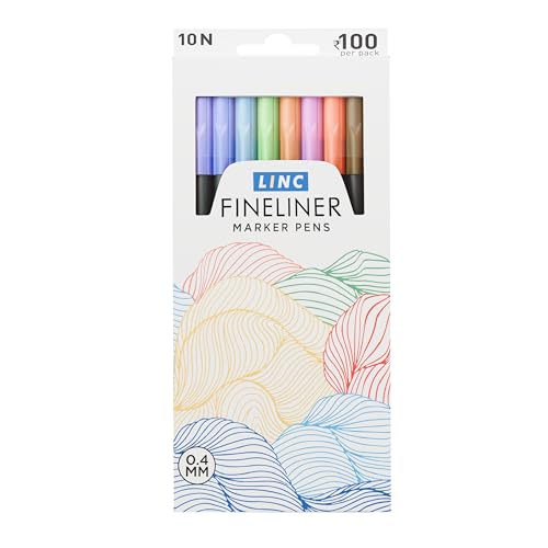 Linc Fineliner Marker Pens, 0.4 mm (Multicolor, Pack of 10) - Image 2