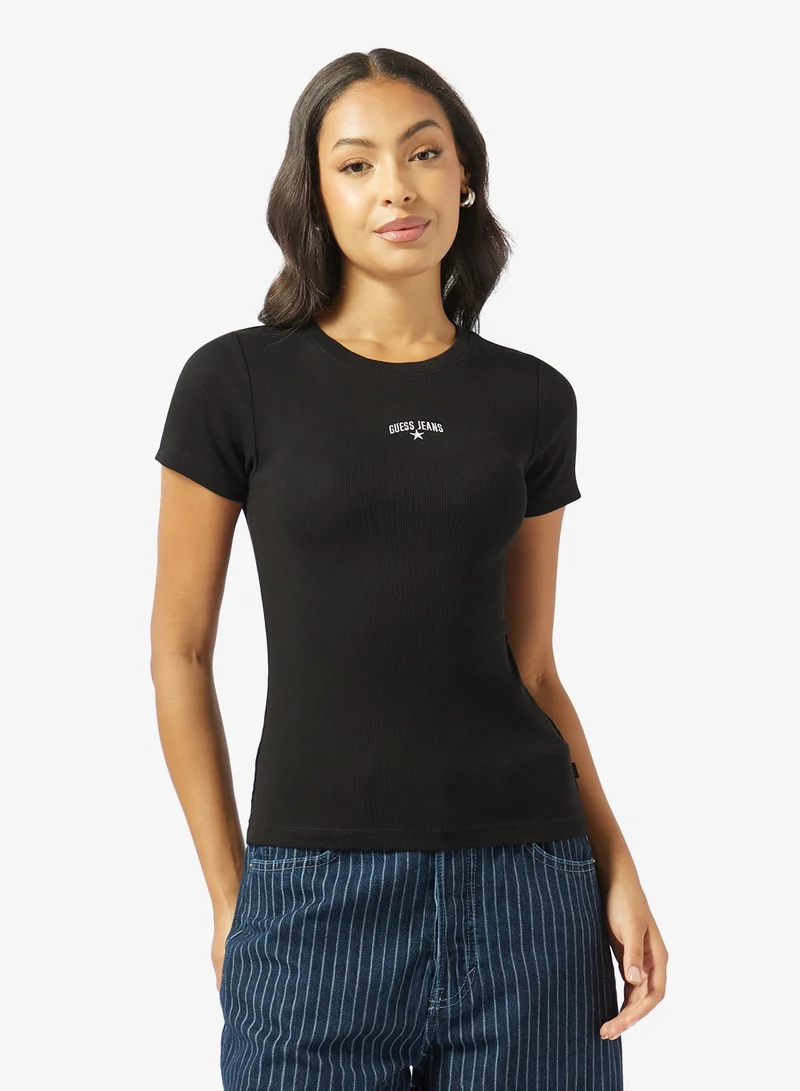 جيس جينز تي شيرت بأكمام قصيرة وياقة دائرية