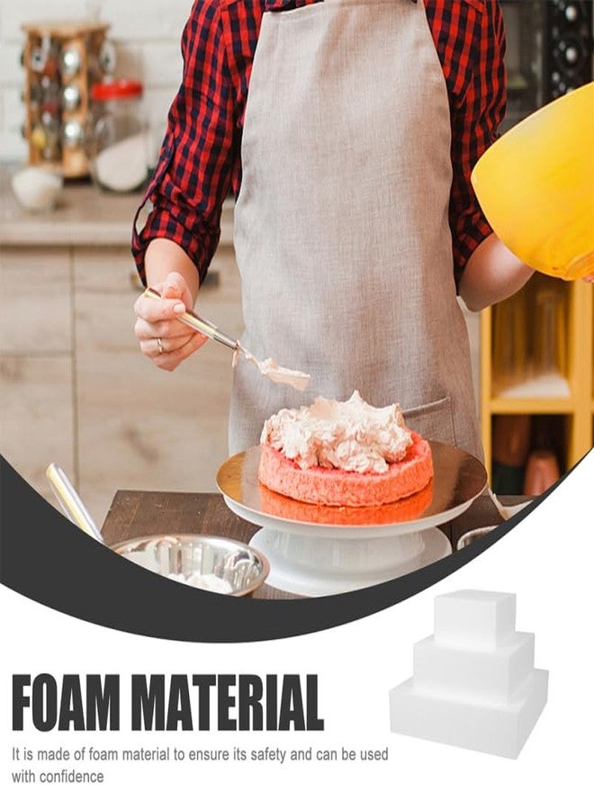 ULDIGI 3Pcs Square Foam Cake Models 8.26X7.87X7.87In Lightweight Reusable Cake Dummies for Wedding Displays Baking Practice and Creative Decorating - Image 4