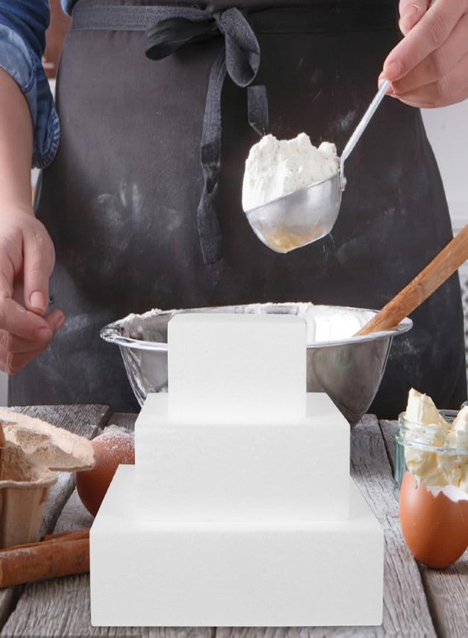ULDIGI 3Pcs Square Foam Cake Models 8.26X7.87X7.87In Lightweight Reusable Cake Dummies for Wedding Displays Baking Practice and Creative Decorating - Image 2