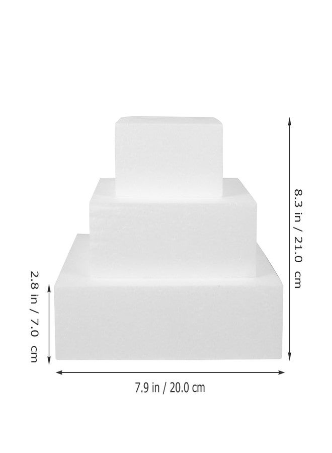 ULDIGI 3Pcs Square Foam Cake Models 8.26X7.87X7.87In Lightweight Reusable Cake Dummies for Wedding Displays Baking Practice and Creative Decorating - Image 5